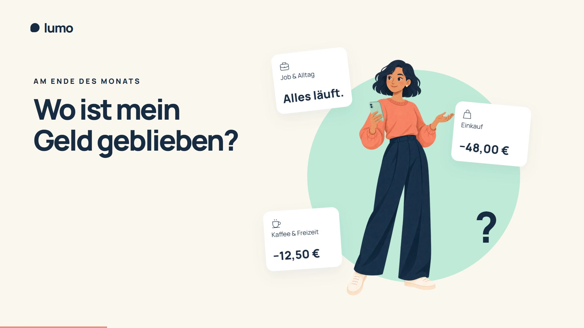 Mia mit Smartphone aus dem animierten Lumo-Erklärvideo von AmberMotion